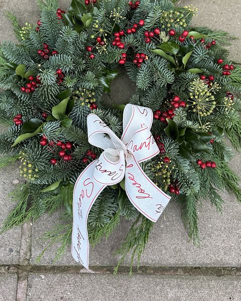 Santa's Ribbon spruce Christmas wreath